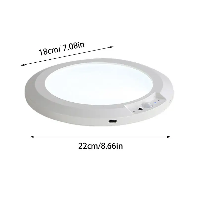 Imagem -06 - Sensor de Movimento Led Luz Redonda Recarregável Sensor de Movimento Luz do Armário sem Fio Luz de Teto com Movimento de Controle Remoto