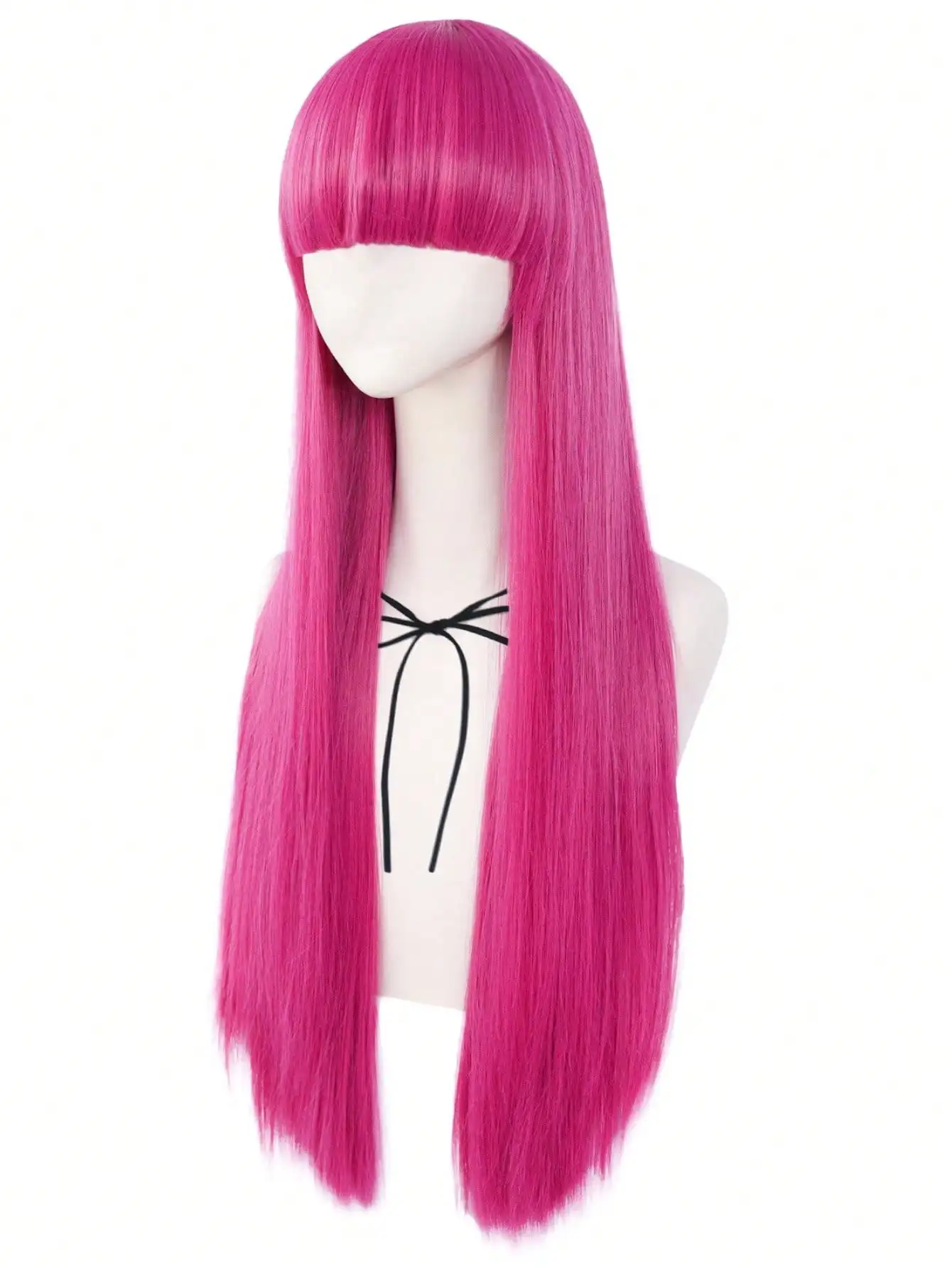 30 بوصة الساخن الوردي مستقيم الأميرة شعر مستعار تأثيري مع الانفجارات للنساء هالوين مقاومة للحرارة الاصطناعية خصلات الشعر المستعار