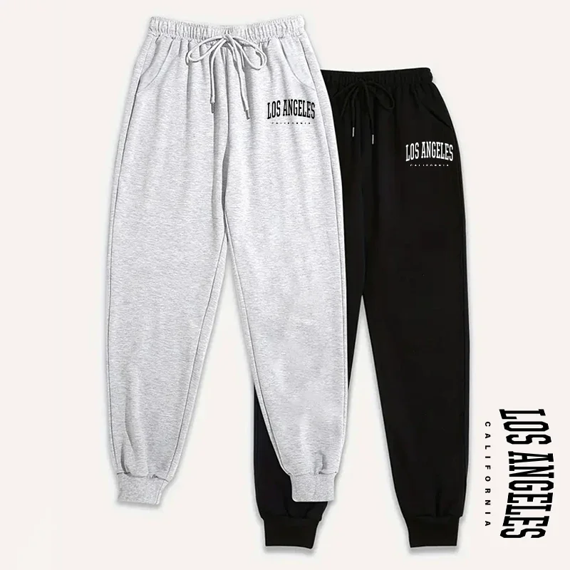 طقم من قطعتين من بنطال الركض النسائي برباط مطاطي لخريف وشتاء 2025 بلون سادة طقم سراويل صالة غير رسمية #2