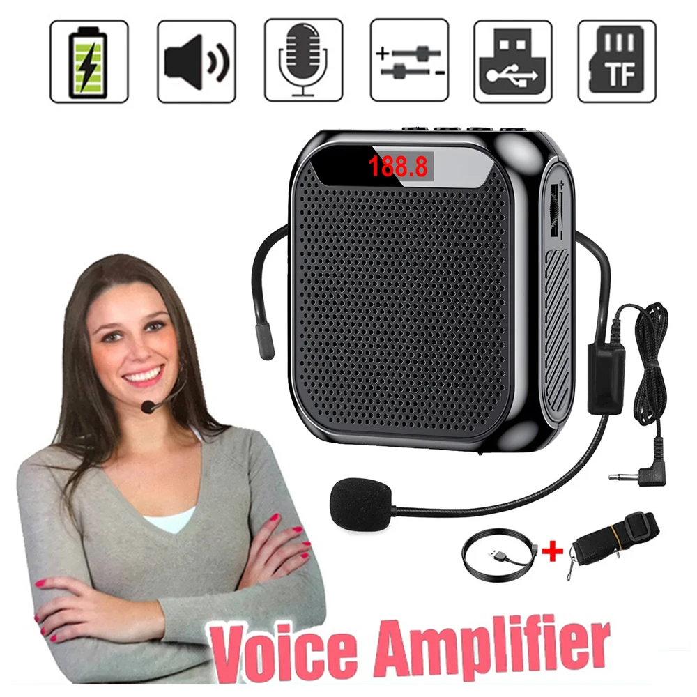 

5W Voice Amplifier Multifunctional Portable 2400mAh Voice Speaker with Microphone Display Surround Sound for Teachers Speech