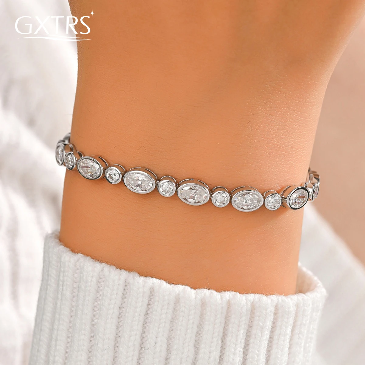 

Браслеты-цепочки GXTRS из муассанита для женщин, серебро S925, овальные/круглые лабораторные бриллианты, подарочная цепочка с покрытием 18K, сертифицированные ювелирные изделия