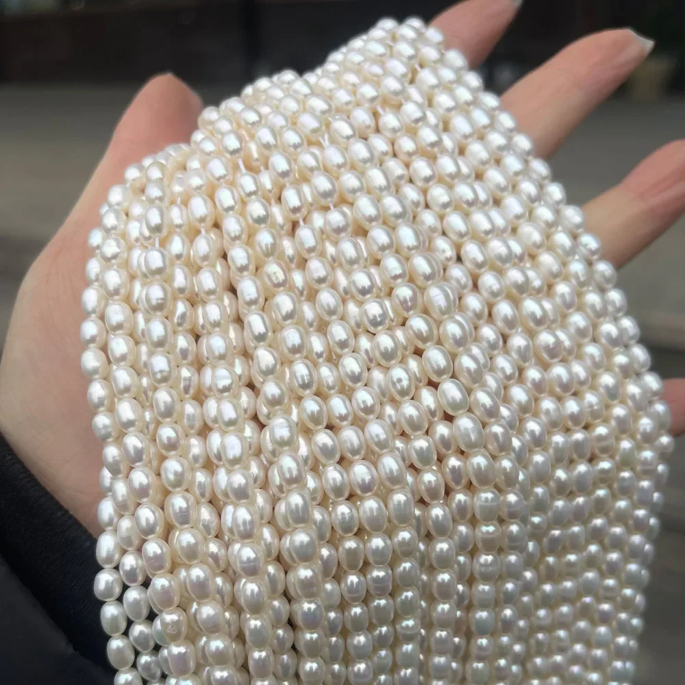 Natural Freshwater Pearls Rice Shaped Beads High Quality AAA 5-6mm High Gloss for Jewelry Making DIY Necklace Bracelet Accessory