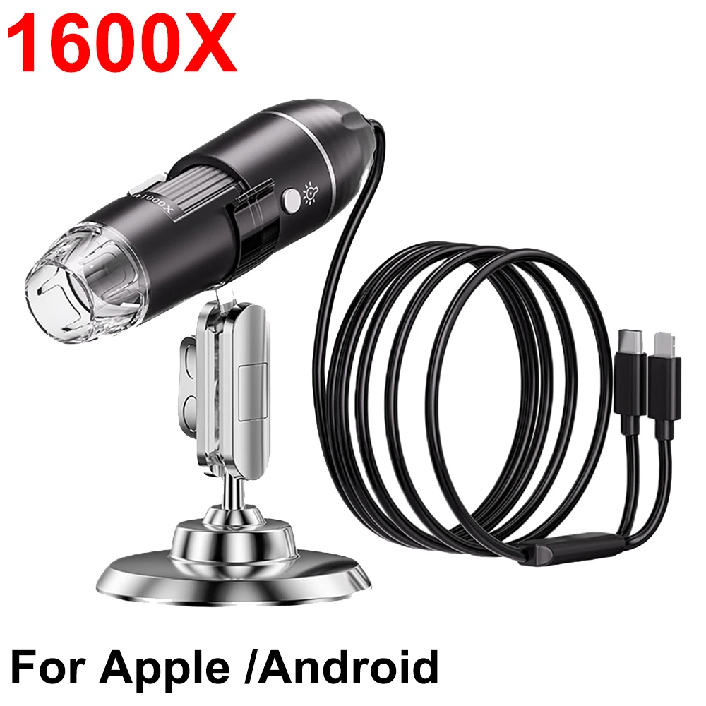 

1600X Digital Microscope 8 LED Magnification Endoscope Portable Electronic Microscope for Jewelry Appraisal for IOS Android