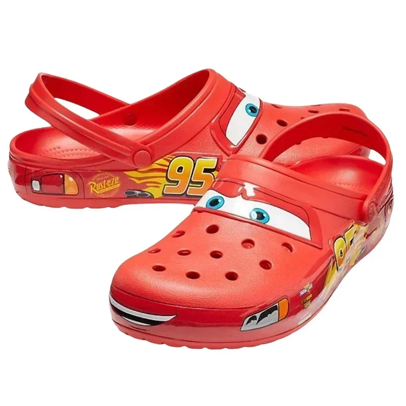 Aoger Disney Lightning Mcqueen Pixar Crocs آؤٹ ڈور بیچ چپل پیارا کارٹون anime پول اینٹی سلپ Crocs No95 کار چپل جوتے