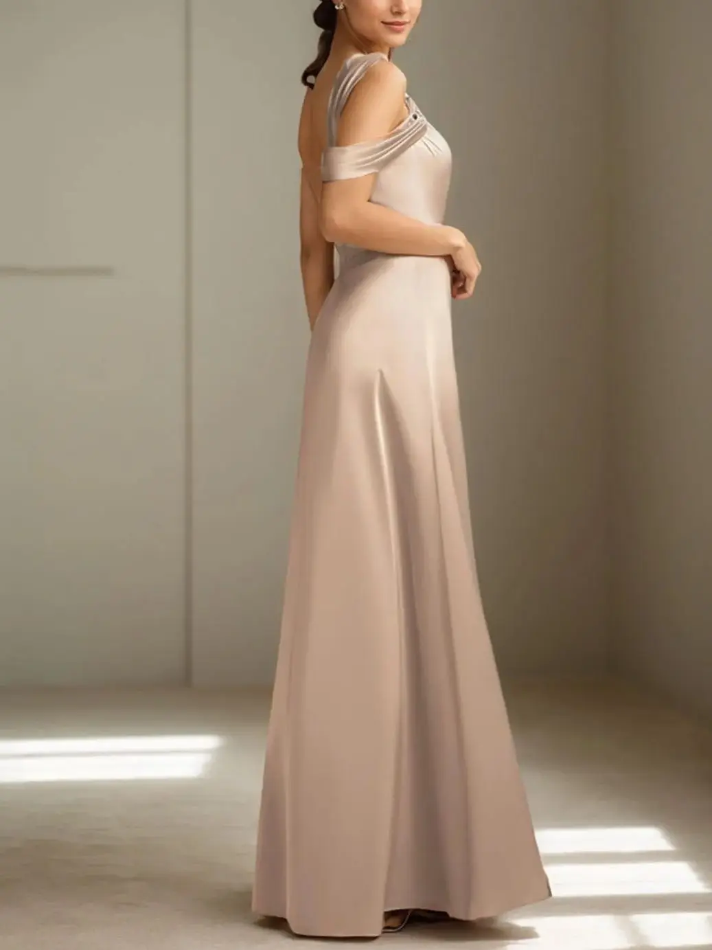 Elegant A-line Evening Dress Sleeveless Satin Prom Gown Floor Length One Shoulder Slit Wedding Guest Dress 2025 Free Customized