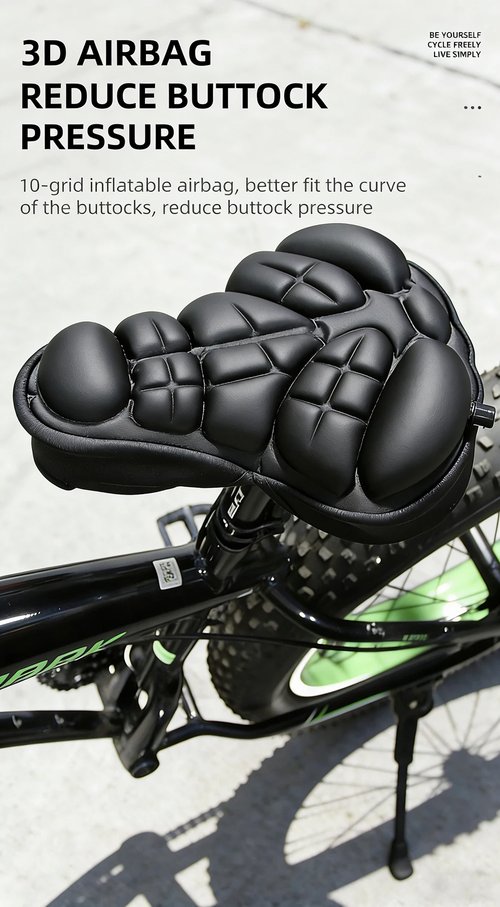 Bicycle Seat Cover 3D Inflatable Airbag Saddle Cover Adjustable Shock Absorption Cushion MTB Road Bike Accessories image 4