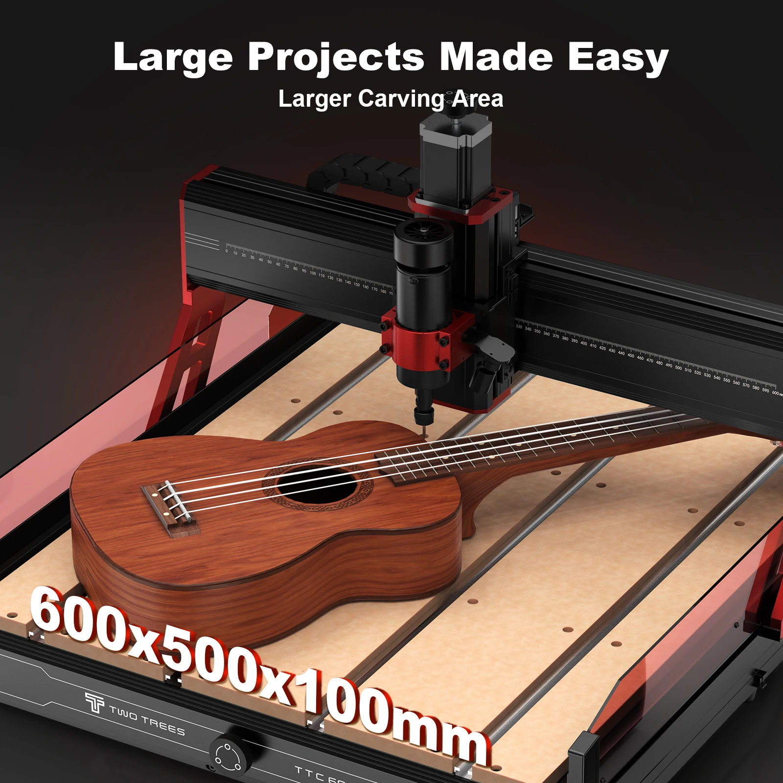 Twotrees TTC6050 CNC 목재 라우터 머신, 적외선 센서, 500W 스핀들, 600×500x100mm 작업 영역, 볼스크류, 목재, 금속, 아크릴, PCB, MDF 조각 및 밀링용