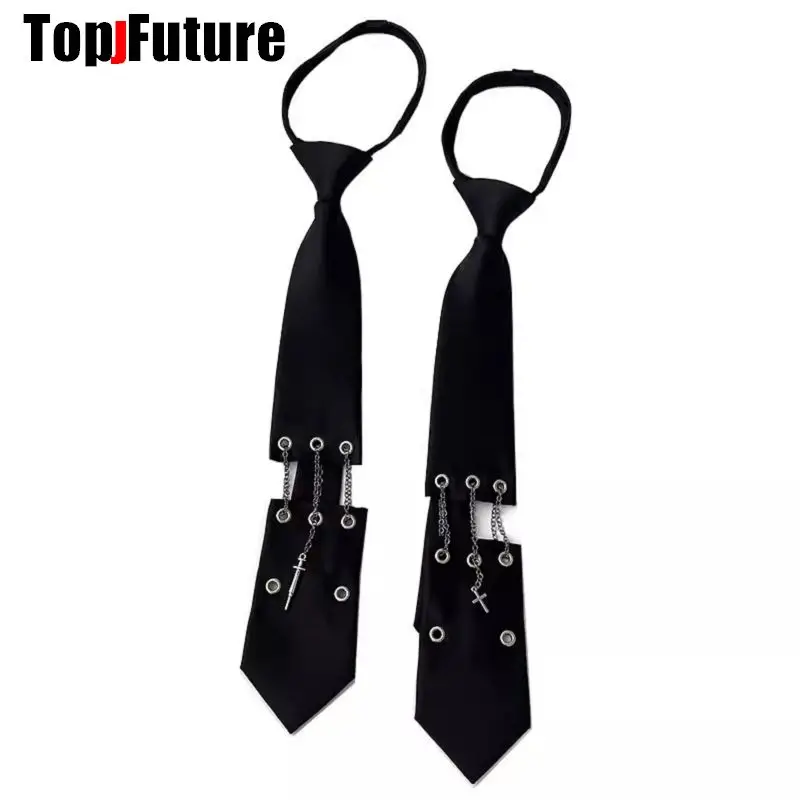 

Women Men Y2K Girl Boy Gothic Harajuku Punk Steampunk Pre-Tied Ties rivet Lengthened Student Uniform Necktie Accessories Tie