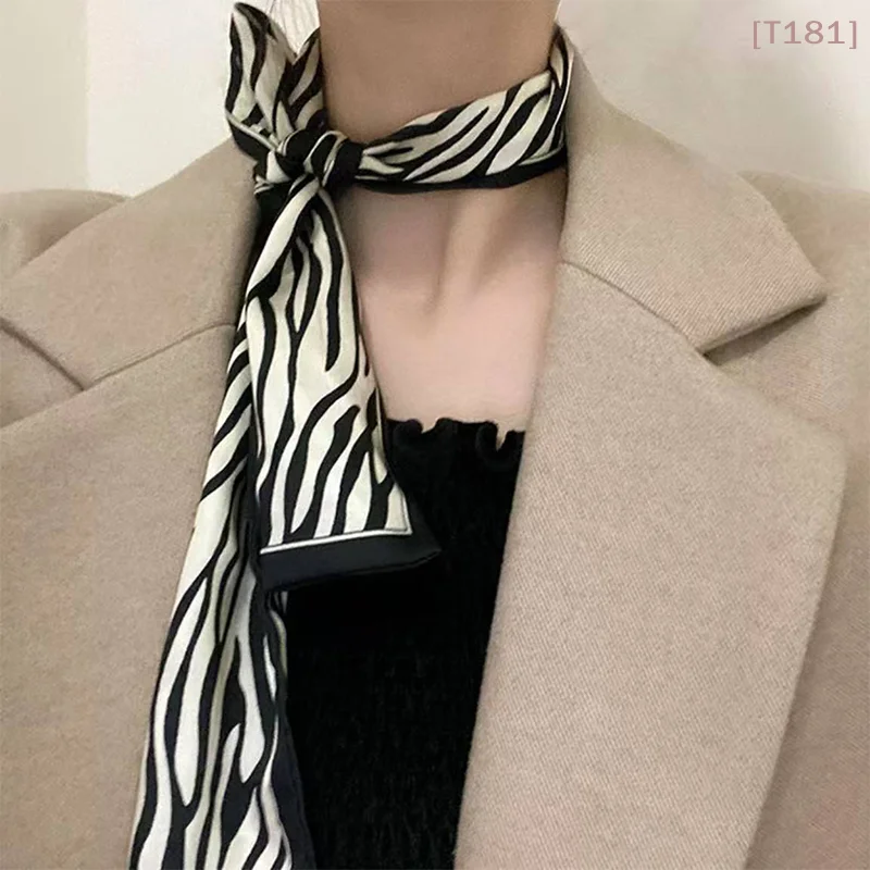

[E] Women Narrow Long Scarf 190x4.5cm Polka Dot Tie Bag Ribbon Headband Choker Streamer Lady Accessories