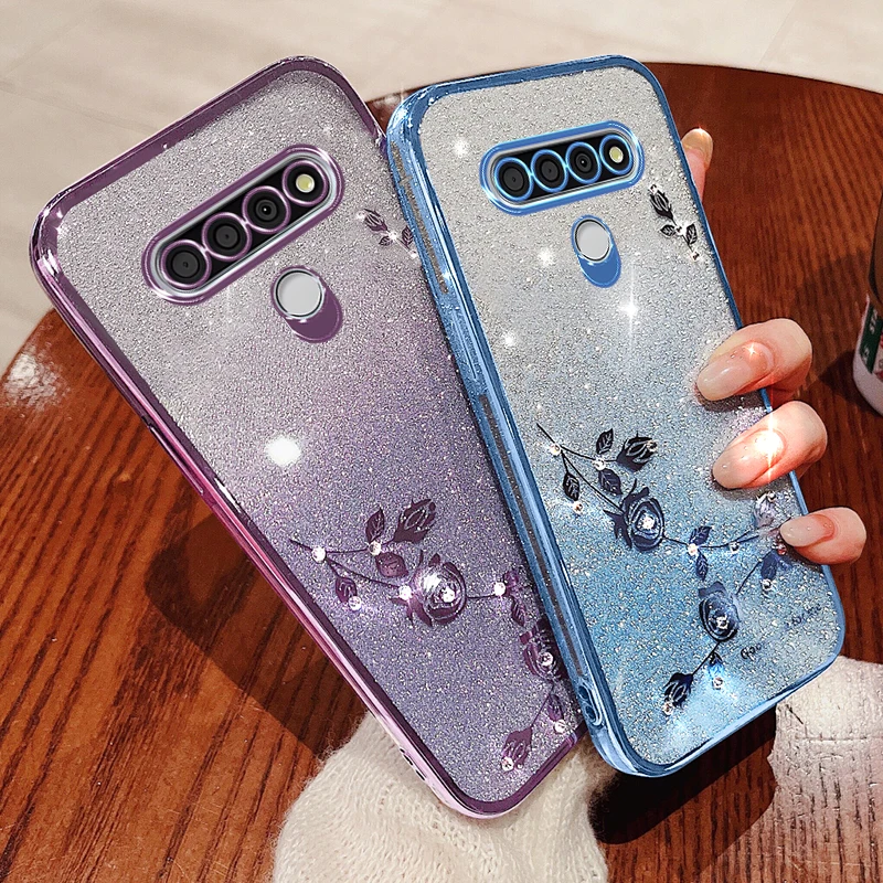 Luxury Glitter Shiny Diamond Ring Holder Case For LG Stylo 6 Stylo6 Soft TPU Back Cover Phone Cases