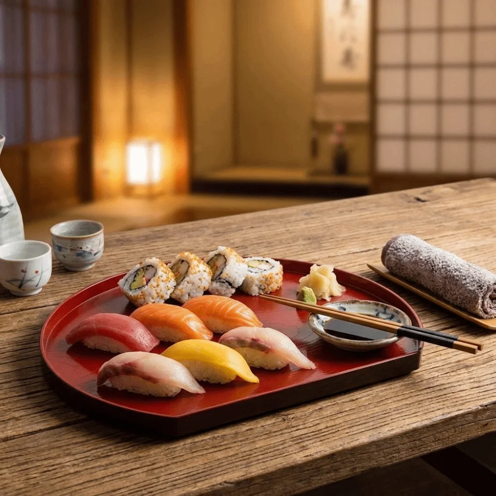 Multipurpose Japanese-Style Semi-Circular Sushi Plate Stackable Thickened Food Platter Non-Slip Plastic Fruit Tray Hotel