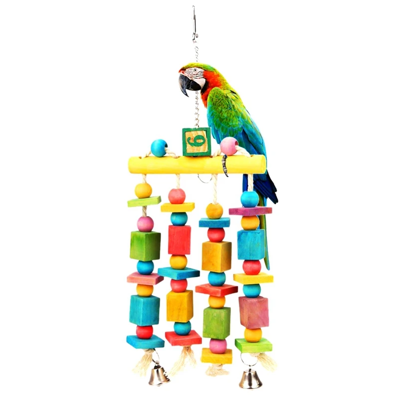 1pcs Pet Parrot Chewing Toys Bird Parrot Blocks Knots Tearing Toy Bird Cage Bite Toy For African Grey Macaws Cockatoos