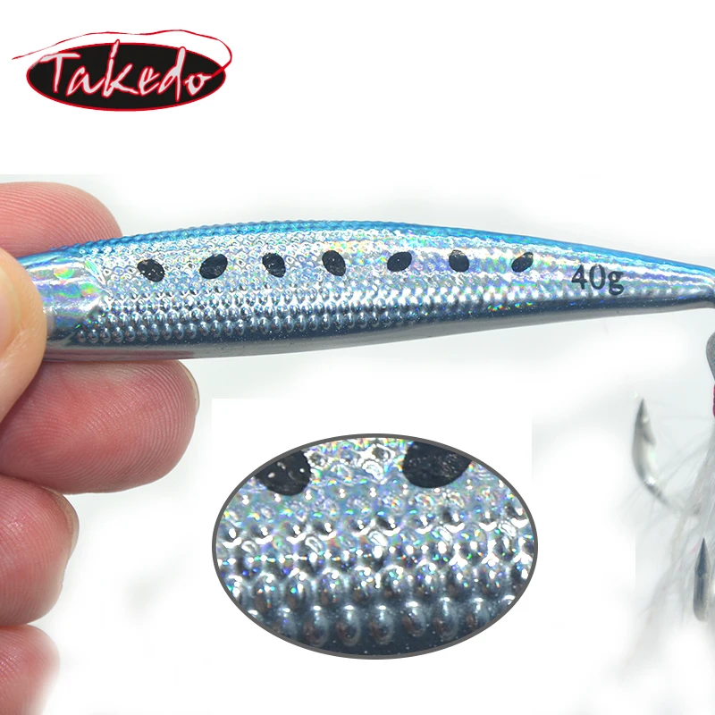 TAKEDO MJ07 Sea Fishing 20G 40G 60G Jigging Lure Saltwater Spoon Wobbler Artificial Glitter Hard Bait For Tuna Bass