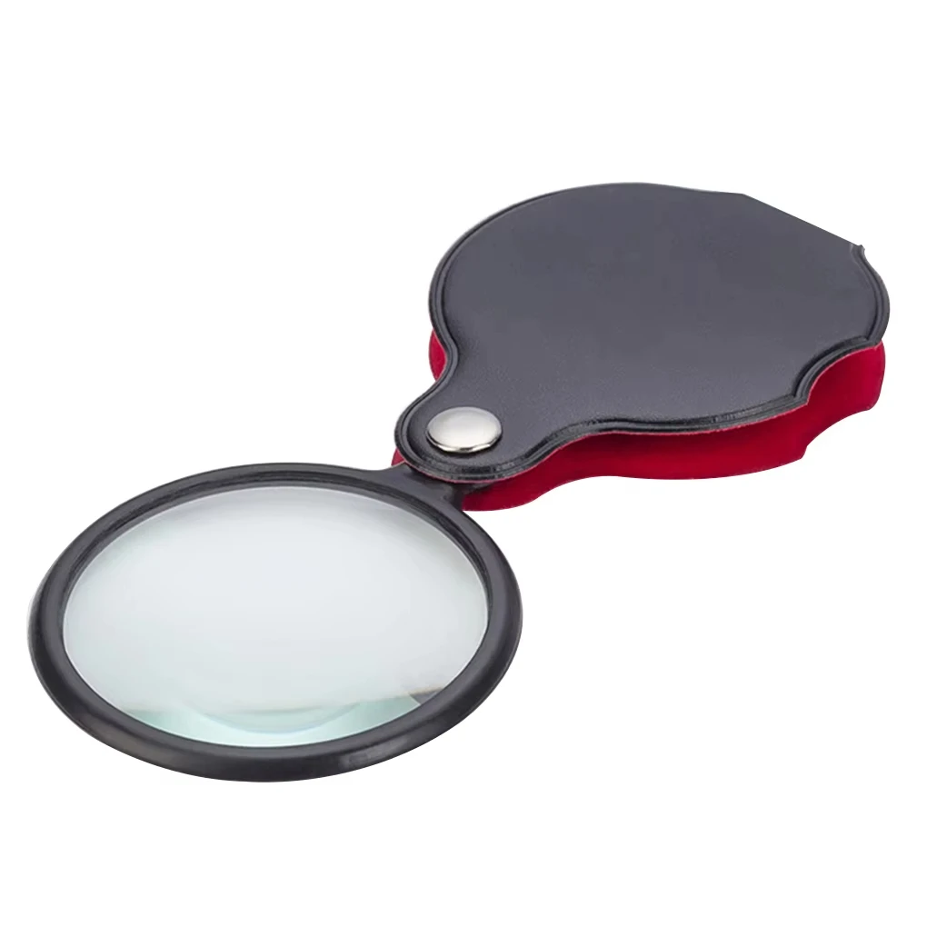 Portable Handheld Magnifier 8X Leather Magnifier Loupe Pocket Magnifying Glass Reading Monocle Jewelry Loupe Gift Glasses Lupe