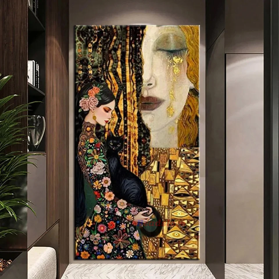 Large Gustav Klimt Kiss Diamond Painting New 2024 Jewelry cross stitch Full Diamond Embroidery Abstract Women Cat Home Decor