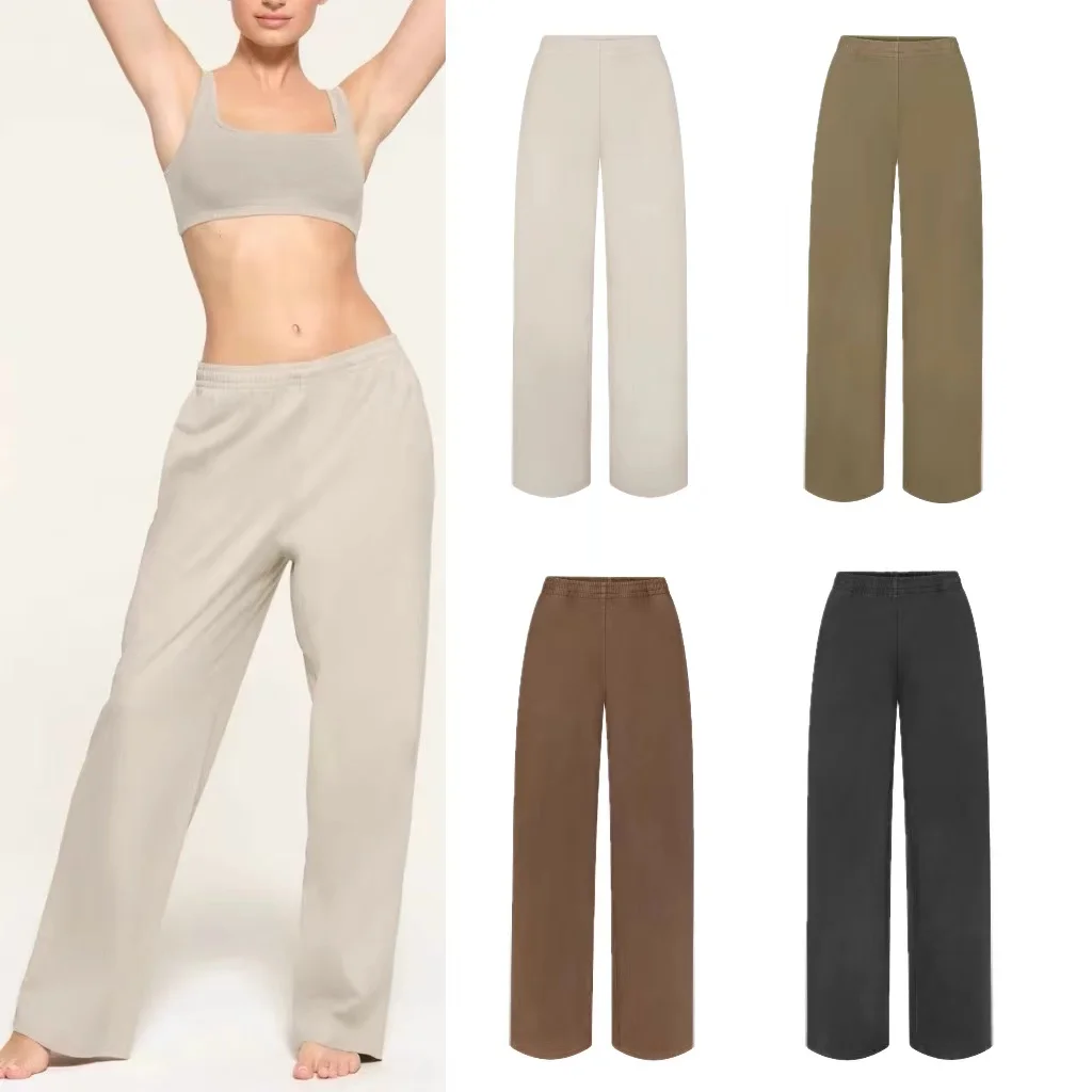 Pantaloni in jersey da esterno Kardaian Pantaloni casual elastici Pantaloni larghi in puro cotone da casa Faion da donna in poliestere 00%