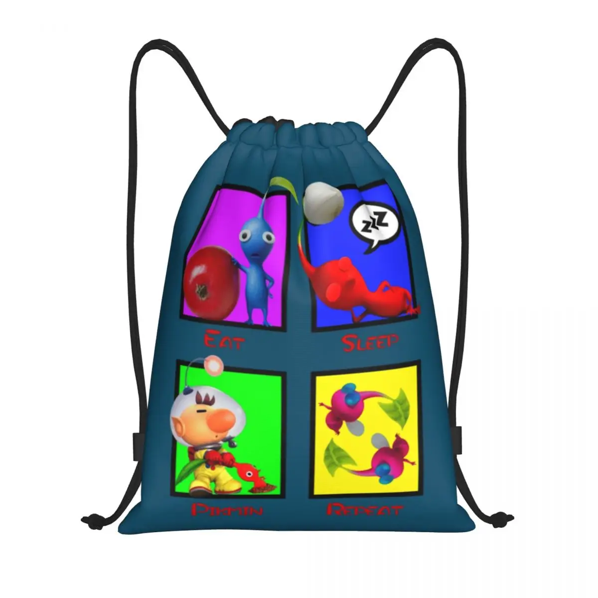 

Pikmins Video Games Drawstring Backpack Women Men Sport Gym Sackpack Portable Shopping Bag Sack