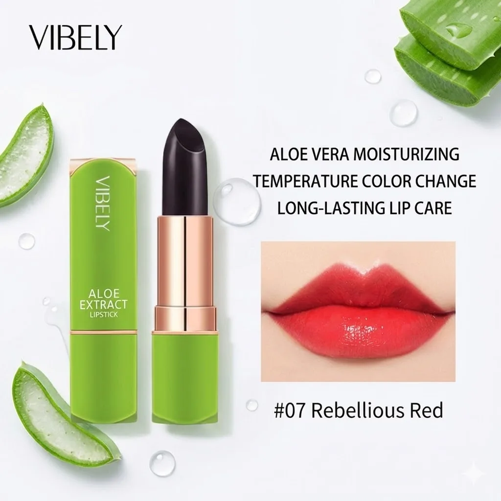 VIBELY Aloë Vera Hydraterende Lipbalsem Thermochrome Jelly Lipstick Langdurige Hydraterende Lipverzorging Tint voor Dagelijks Gebruik