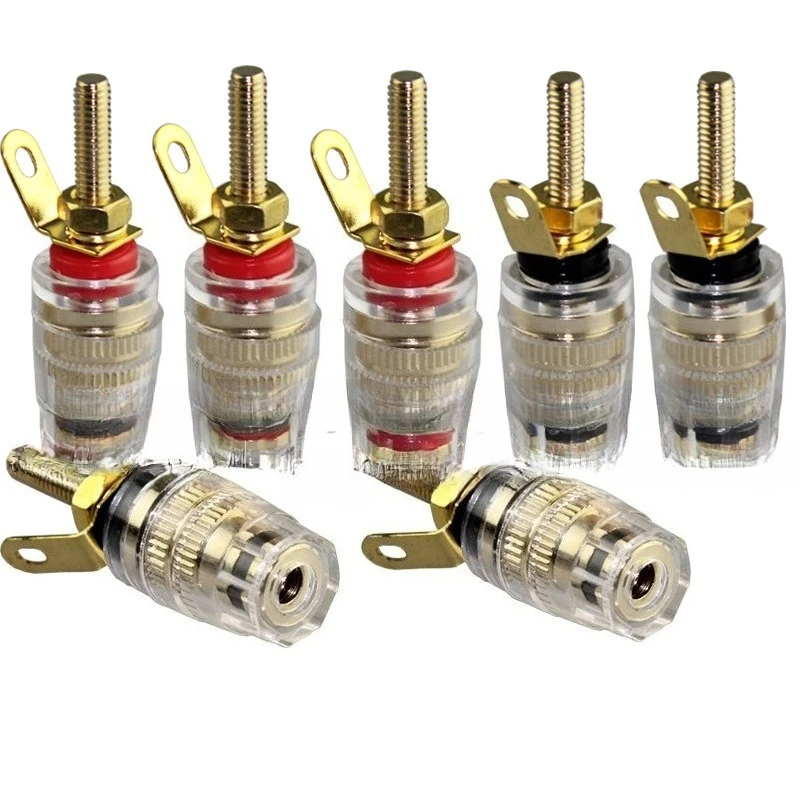 ‌2pcs Gold-Plated Pure Copper Medium Binding Post for Amplifier Speaker, Crystal Clear Extended Banana Jack with