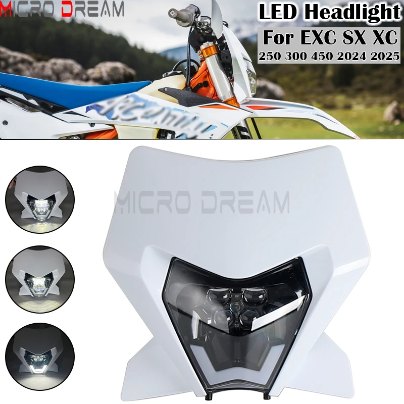 

Motorcycle Headligh For EXC SX XC 250 300 450 2024-2025 Motocross LED Headlamp Fairing Dirt Bike Front Light Modified Accessory