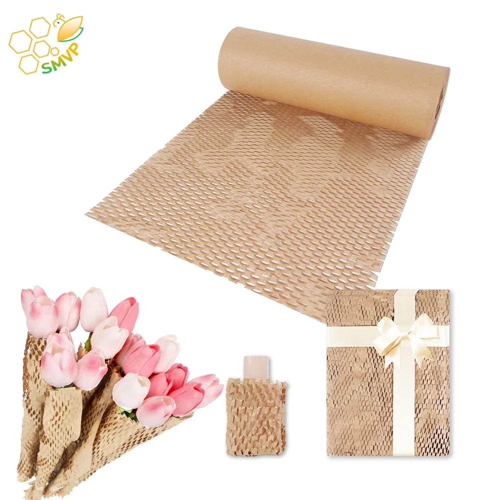 1 Roll Recyclable Honeycomb Packing Paper 20m The Perfect Moving & Shipping Wrap Materials With 12 Fragile Stickers