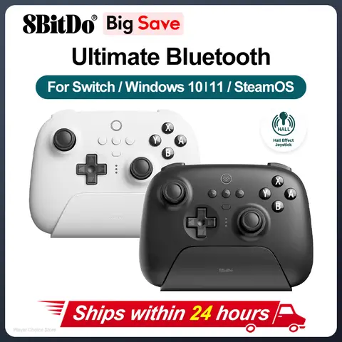 8Bitdo 스위치 컨트롤러 Nintendo Switch Windows 10 11 Steam Deck 용 충전 도크가있는 최고의 Bluetooth 무선 게임 패드 PC
