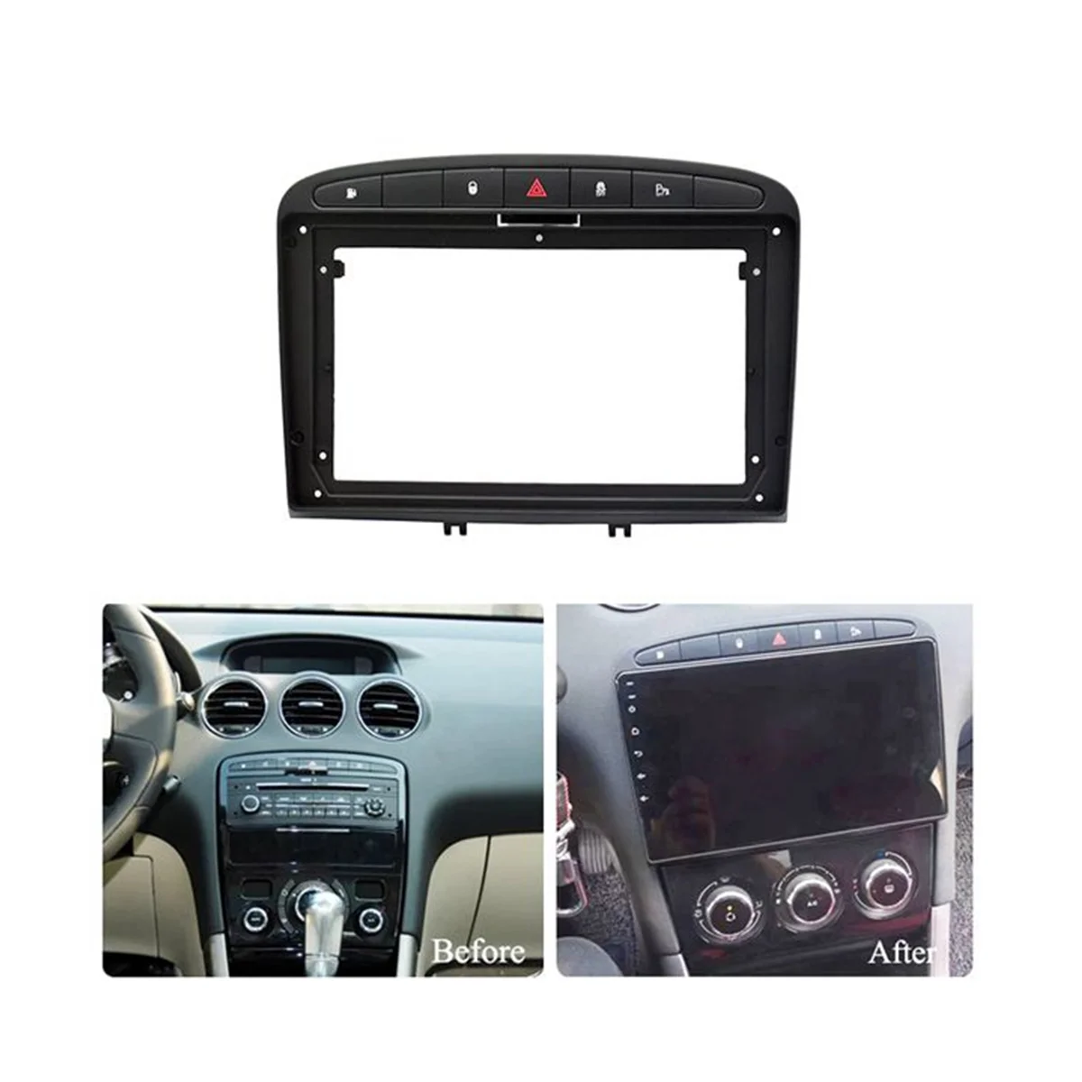 9 Inch 2Din Car Fascia for 408 08-16 Stereo Fascias Panel Dash Mount Installation DVD Frame Kit