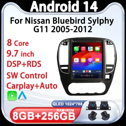 닛산 블루 버드 Sylphy G11 2005-2012 용 자동차 라디오 Tesla 스타일 9.7 인치 안드로이드 비디오 멀티미디어 플레이어 GPS 네비게이션 Wifi