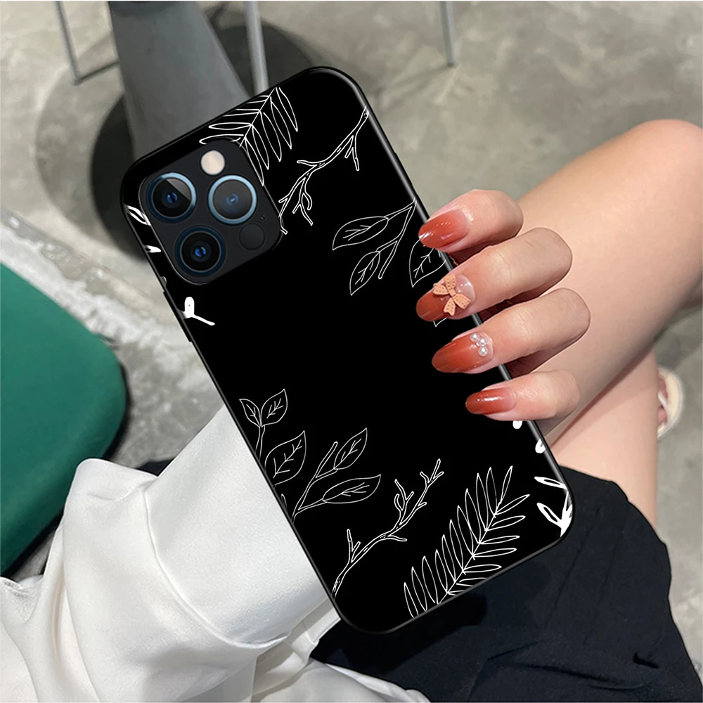 Phone Cover for Xiaomi Redmi A3X A3 13C 13 Note 13 12 Pro Pro+ New Case Y-16 Black Leaves