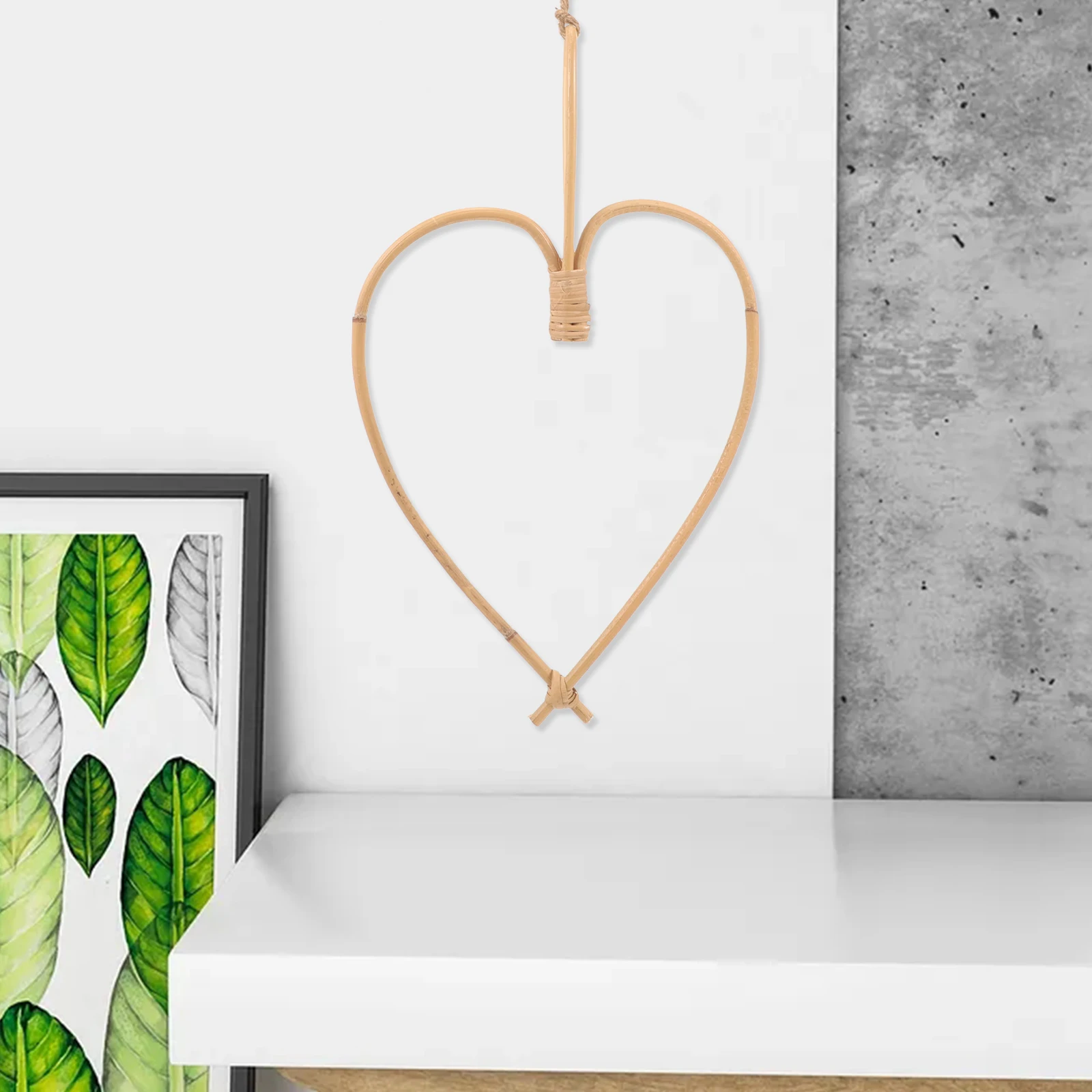 

Heart Shaped Wall Hanging Decoration Unique Home Office Bedroom Rattan Woven Heart Background Decal Modern Comfortable Space