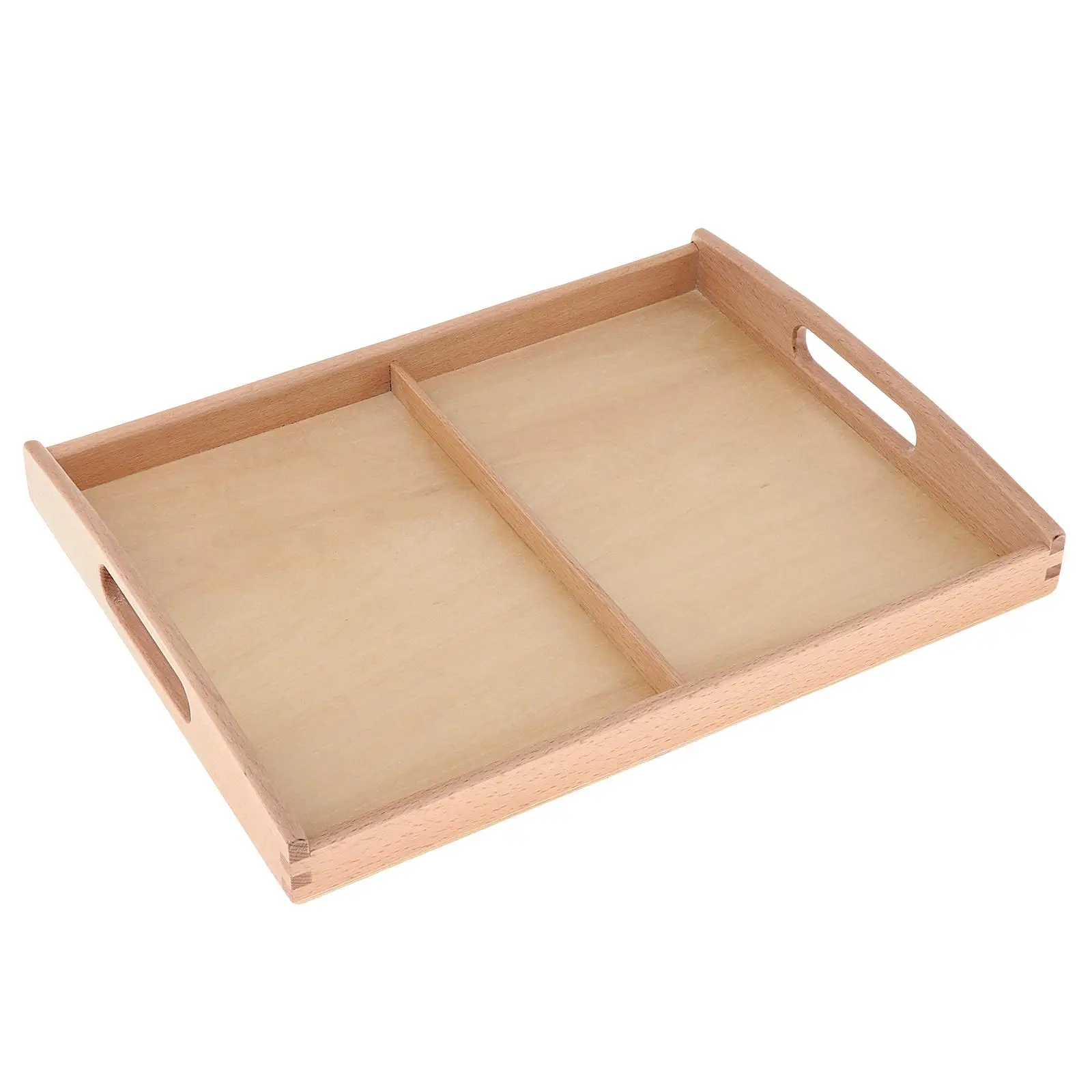 Montessori Wooden Tray 2 Compartments for Preschool Learning Card Display