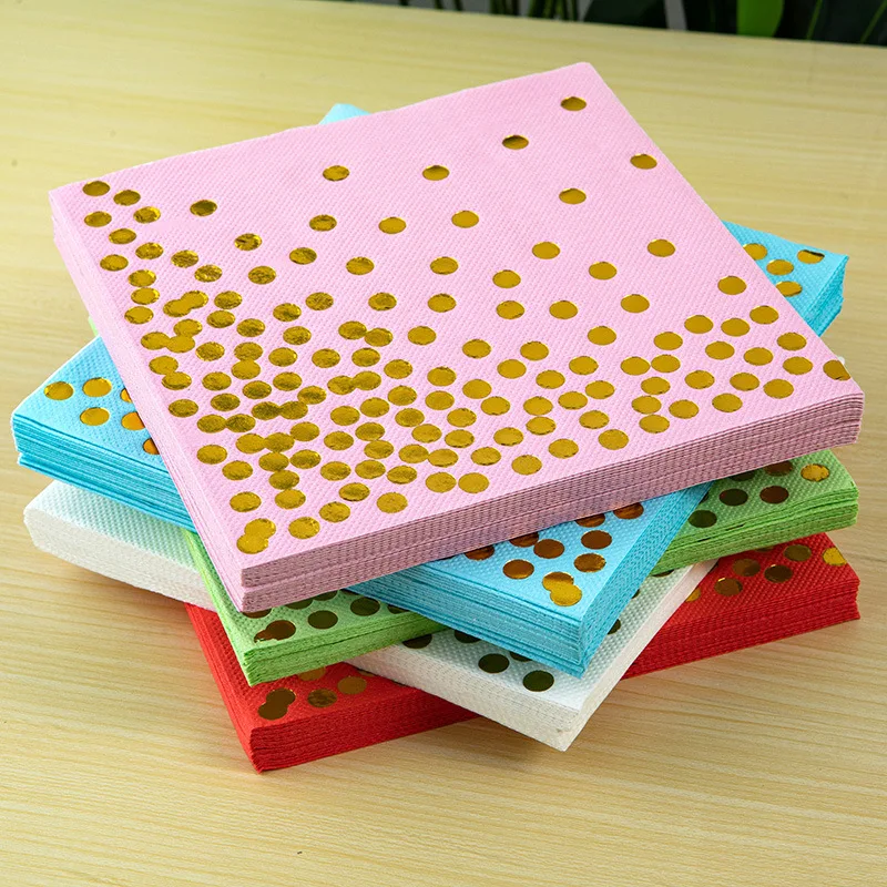 20PC Gold Printed Paper Napkin for Dinner Disposable Napkin for Picnic Cocktail Birthday Party Supplies Wedding Decoration Party
