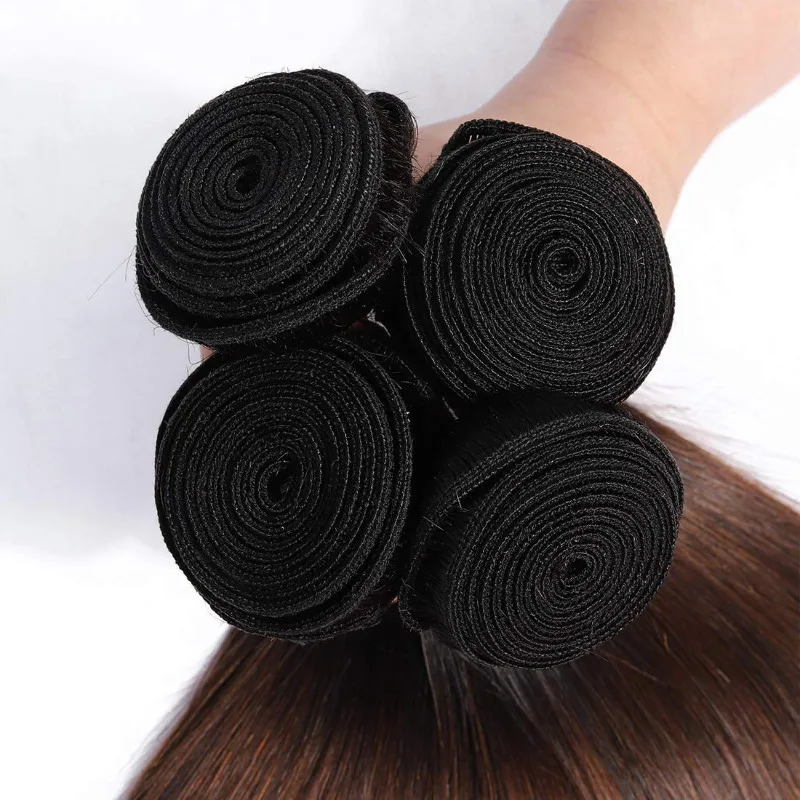 Mèches Brésiliennes Naturelles Vierges Ombrées, Tissage Lisse, Double Trame, Extension Capillaire, 12 à 26 Pouces, 100g/Pièce, T1B/4/27
