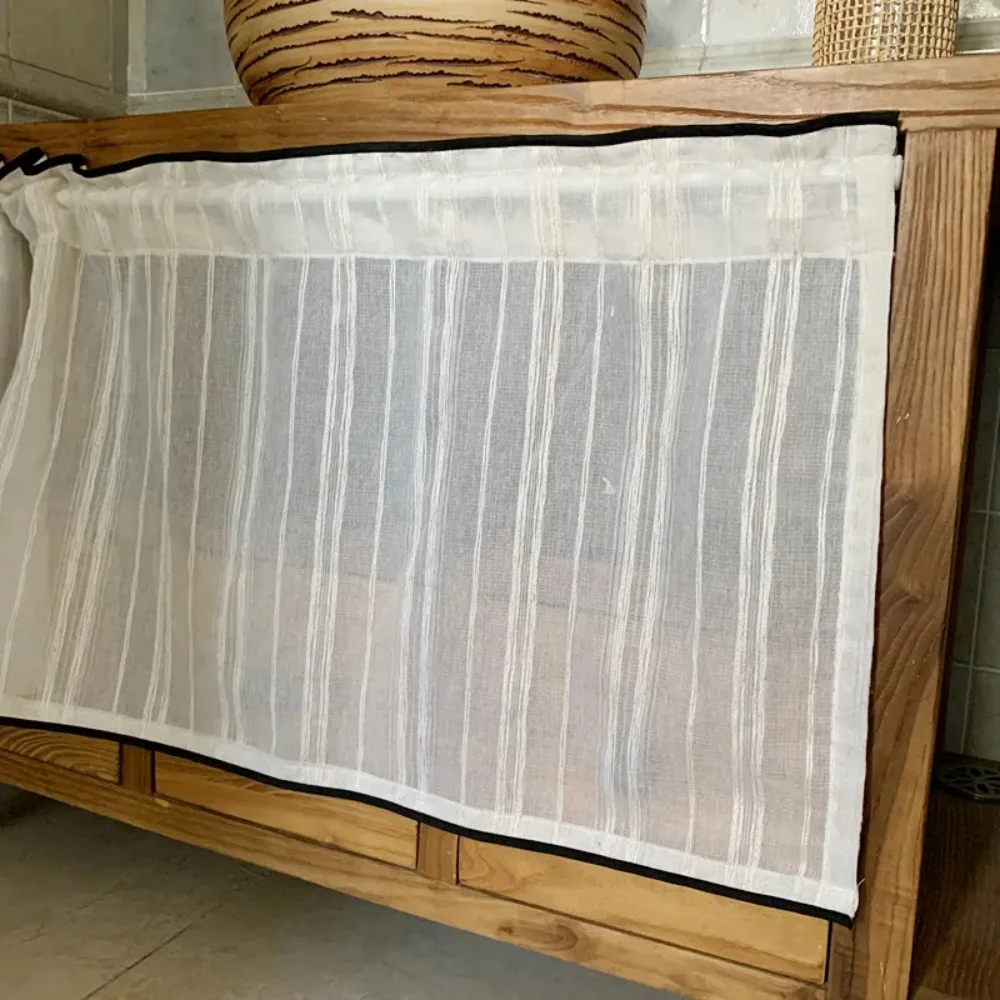 Short Curtain kitchen Cafe Farmhouse Rustic Country Style Small Window Treatment Door Home Casual Weave Tier Curtain for Bedroom
