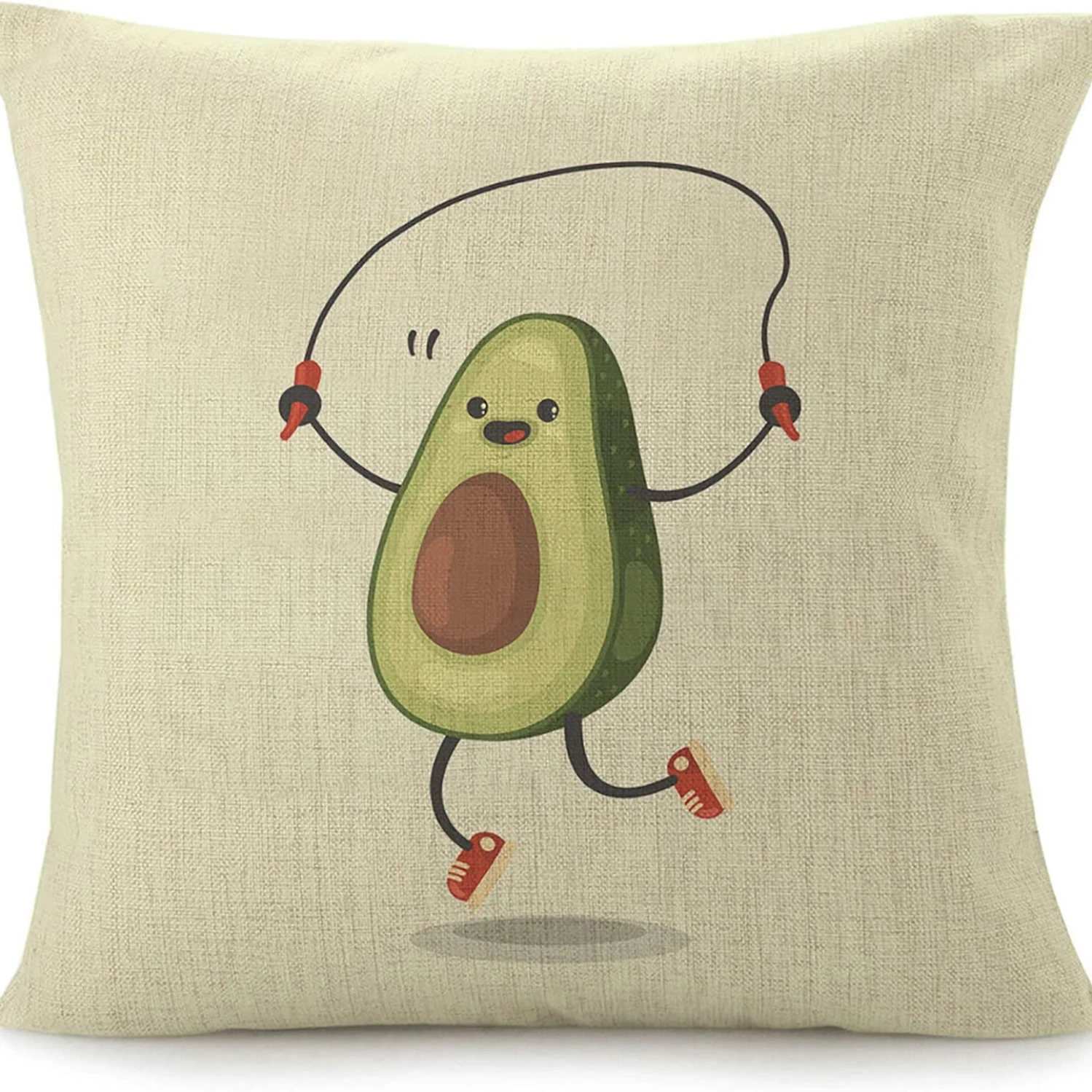 

Cute Avocado Rope Decorative Pillowcase Square Bed Sofa Pillows Case Kawaii Summer Linen Cushion Cover 18X18 Inch Pillow Covers