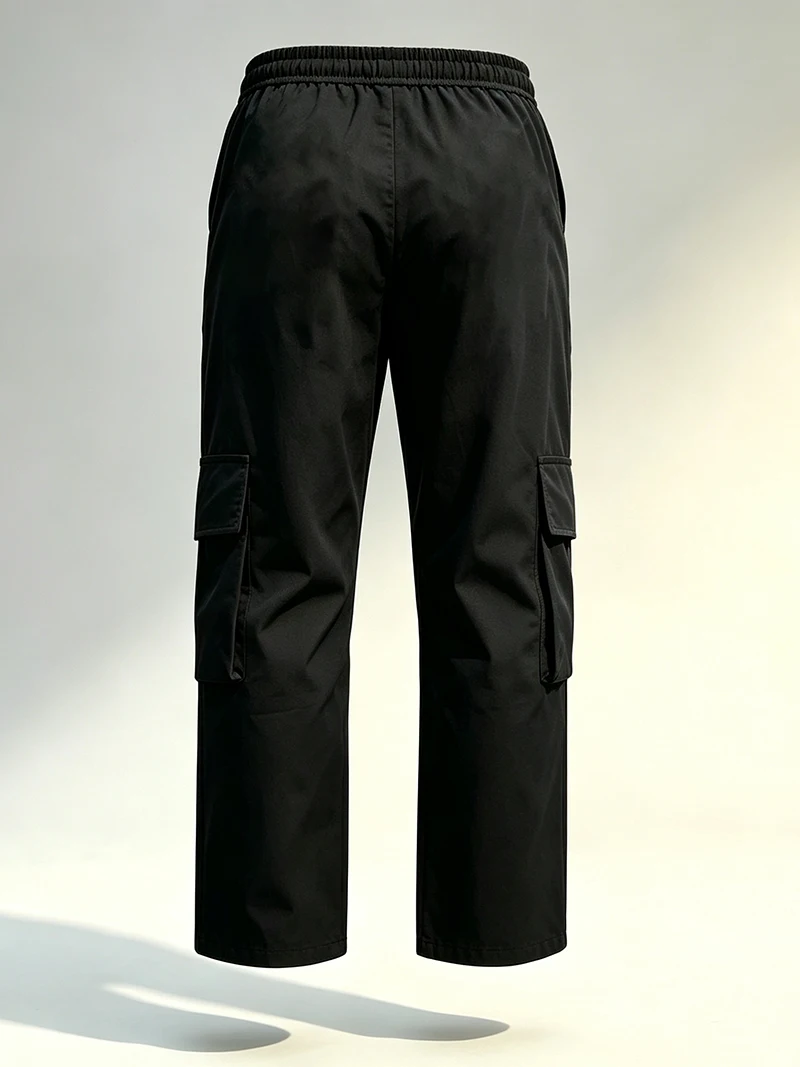 Herren-Cargohose mit mehreren Taschen, elastischem Bund und Kordelzug, locker geschnittene Hose mit geradem Bein, lässige Outdoor-Alltagshose für Frühling und Herbst – Detail 8