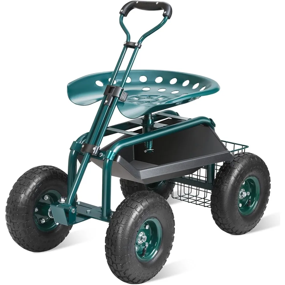 

Garden Cart Rolling Workseat with Wheels, Gardening Stool for Planting, 360 Degree Swivel Seat, Wagon Scooter