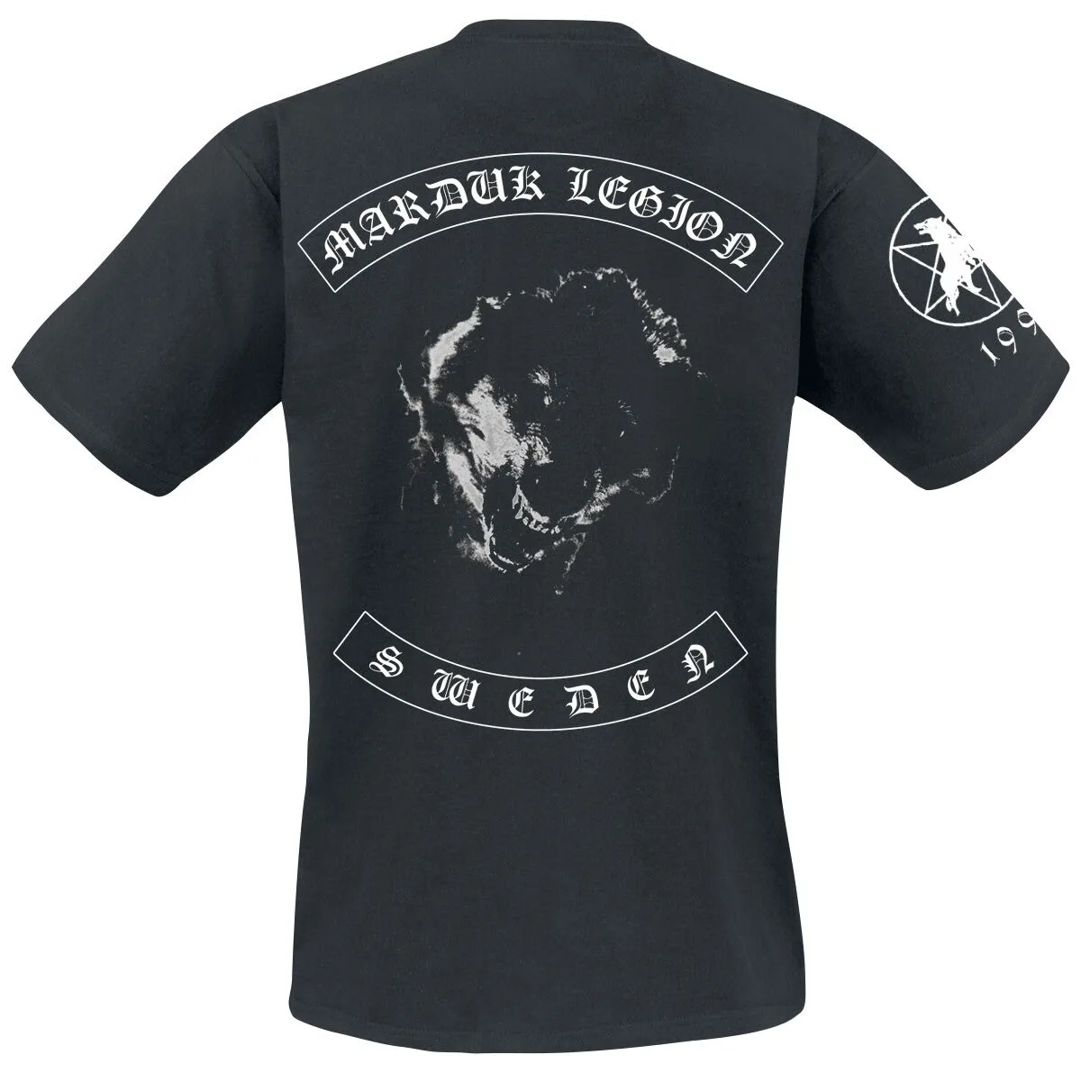 Marduk Legion T-shirt Black Metal Band Logo & Wolf Print 100% Cotton Unisex Tee Gothic Rock Music Shirt