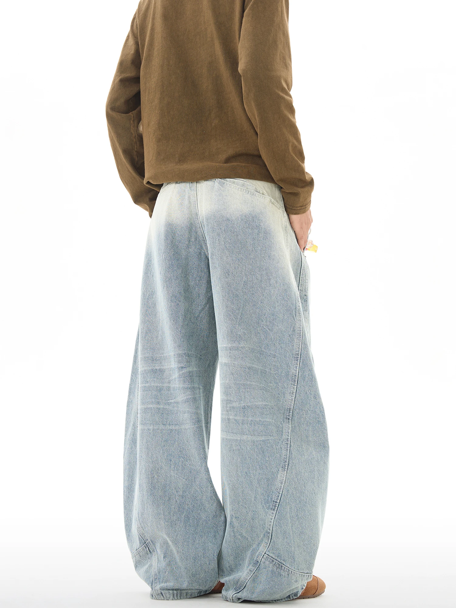 Thumpup American Retro Decosition Old Blade Jeans Herren Lose Weites Bein Design Lässige Sensehose Baumwoll-Polyester-Mischung