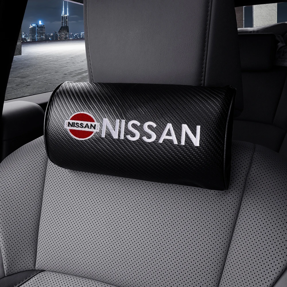 Carbon Fiber Headrest Car Seat Neck Protect Pillow Head Cushion For Nissan Nismo Tiida Teana GTR  Juke Note Versa Almera X-Trail