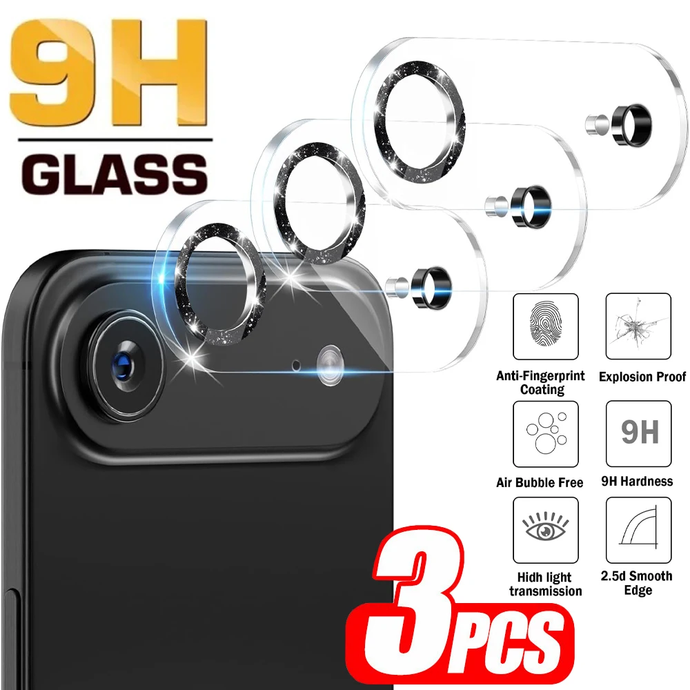 1-3PCS Shining Tempered Glass Camera Protectors for IPhone 17 17Pro 17Air 17ProMax HD Clear Hardness Lens Protective Cover