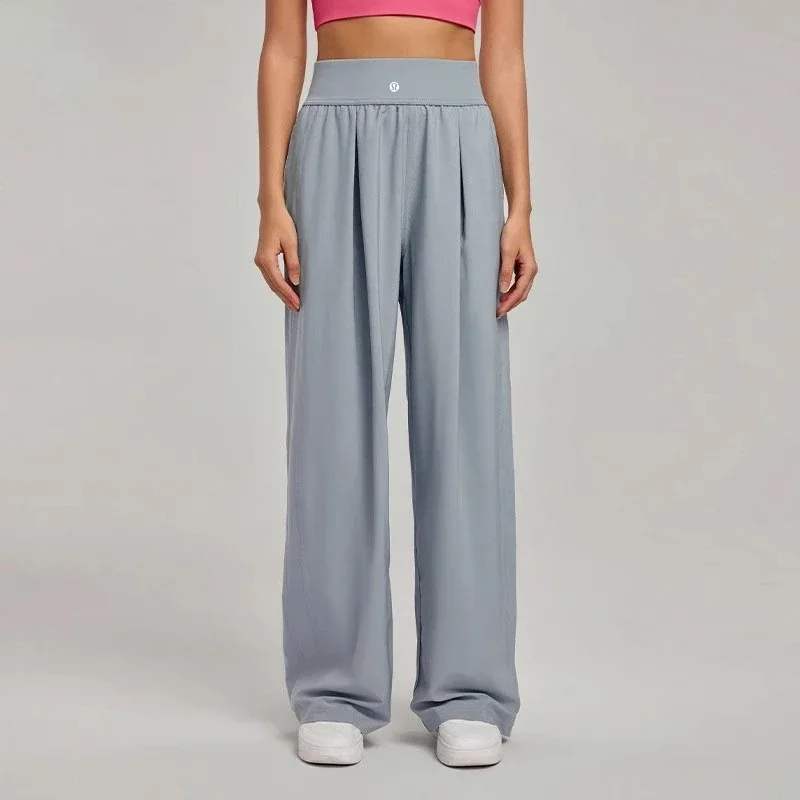 Outdoor High Waisted Loose Wide Leg Pants Women's Sports Fitness Running Exercise Pants image 5