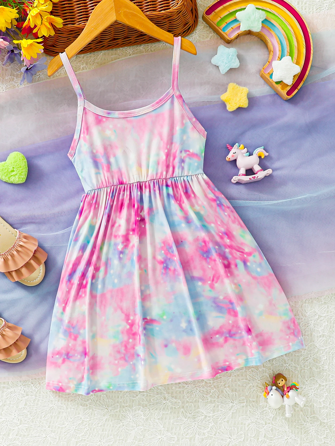 Summer Clothing Fantasy Cartoon Unicorn Dress Casual Fashion Print Cute Girl Suspender Dress