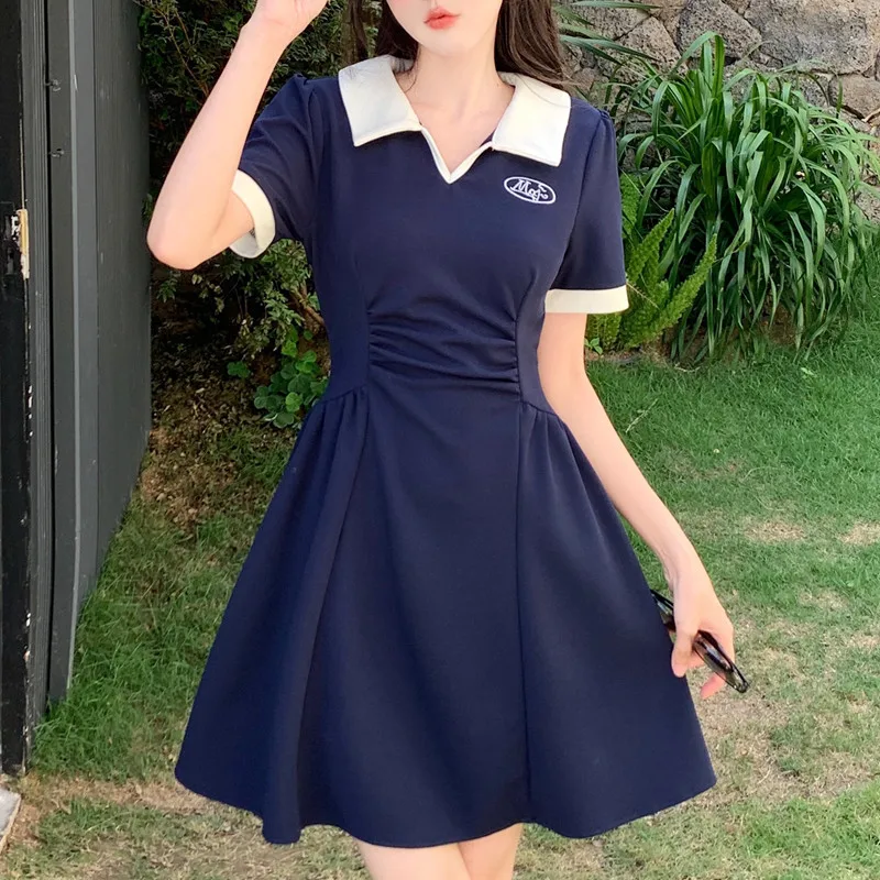 Falda de Verano, Estilo Informal, Color Soda, Plisada, Cintura Alta, Corte en A, Estilo Delgado