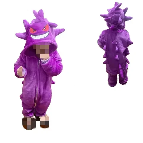 TAKARA TOMY Gengar Cosplay Onesie Kigurumi Flanell Dragkedja För Toalett Halloween Kostym Helkroppspyjamas Pyjamas För Barn 8 best sales Pokémon Badrock - №8