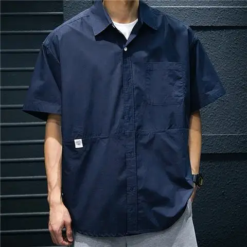 2025 Summer Workwear Short-sleeved Shirt Men Summer Thin Loose Five-quarter Sleeve Versatile Casual Cardigan