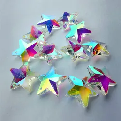 12Pcs AB Color 26mm Crystal Glass Stars Beads Suncatcher Ornaments Rainbow Making DIY Decorations Making Clothing Accessories