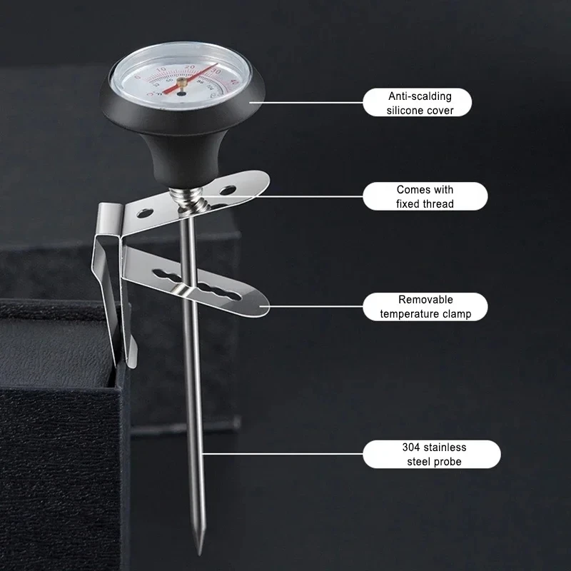 ميزان الحرارة ل إبريق قهوة الحليب مزبد إبريق مقهى المطبخ أدوات قياس الفولاذ المقاوم للصدأ القهوة مقياس الحرارة التحقيق 0 ~ 100 ℃