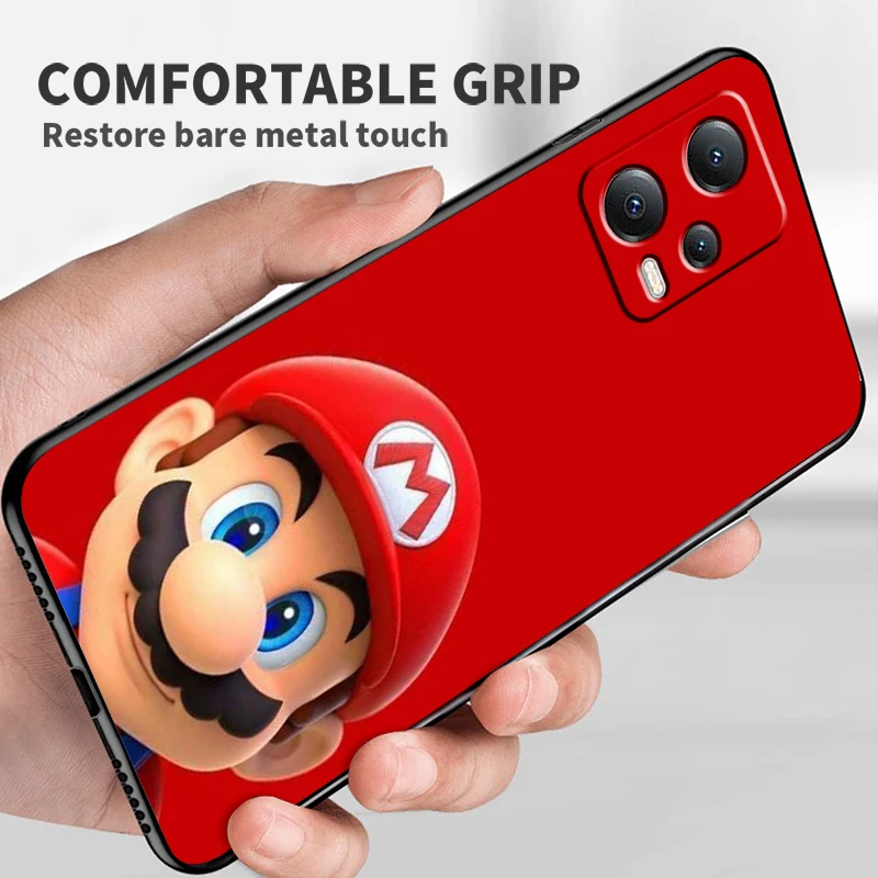 Anime Super M-Mario Cartoon For Xiaomi Redmi Note 13 12R 12 12S Turbo 11 11T 11S 10 10S Pro Plus 5G Black Soft Phone Case