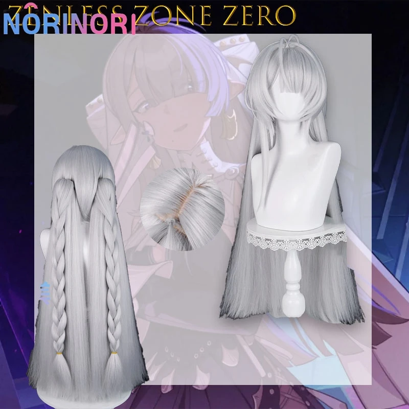 

Game ZZZ Velina Long 70cm Mixed Silver Ponytail Cosplay Anime Heat Resistant Synthetic Hair Halloween Party Wigs Game Character